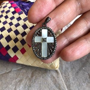 Antique Austrian sterling silver marcasite pendant